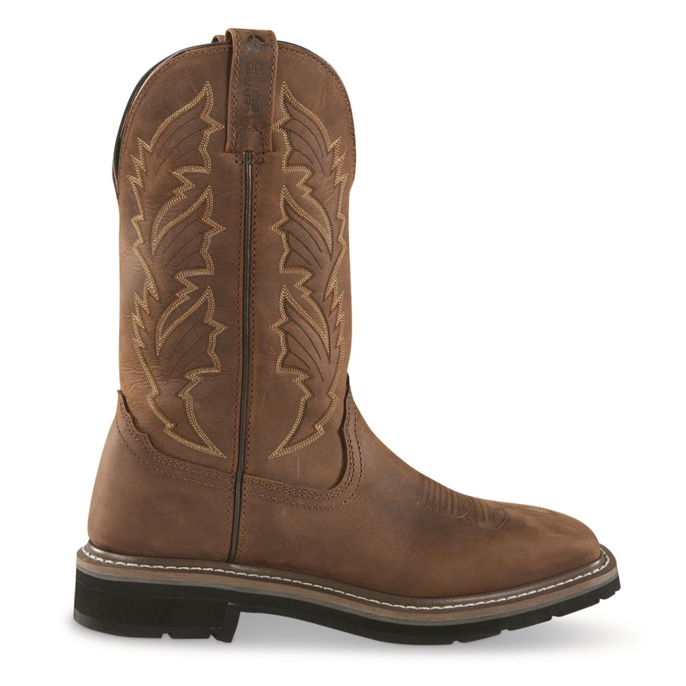 Guide Gear Men's Western Work 2.0 Pull-On Work Boots, Square Toe Distressed Brown 11 2E   (Wide)