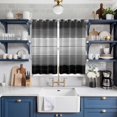 thumbnail image 2 of Black Gray Kitchen Curtains 84 Inch Length, Farmhouse Vintage Gradient Wooden Plank Grommet Top Bedroom Living Room Curtains, Light Filtering Cafe Curtain Drapes 2 Panels Set 104''x84'', 2 of 9