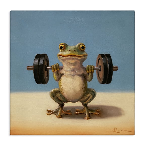 Stupell Industries Weightlifting Frog Training Sports & Sports Teams Painting Wrapped Canvas Canvas Art Print Wall Art, 17 x 17
