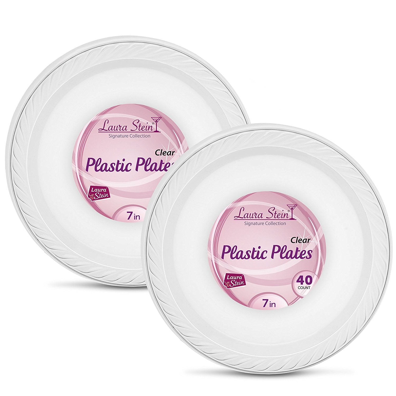 Laura Stein Clear Plastic 7 Inch Plates Pack Of 80