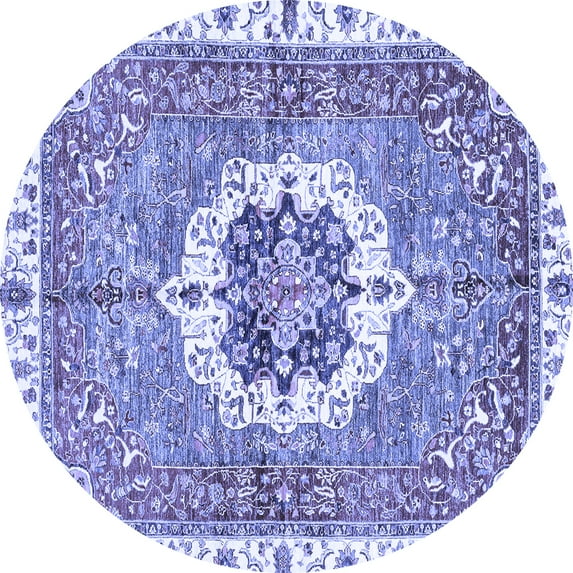 Ahgly Company Indoor Round Abstract Blue Modern Area Rugs, 6' Round