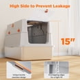 thumbnail image 3 of Stainless Steel Litter Box with Lid, Extra Large Enclosed Cat Litter Boxes for Big Cats Multiple, Metal Cat Litter Box with Mat, Silver Gray, 3 of 8