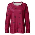 thumbnail image 2 of Pntutb Ladies Clothes,Womens O-Neck Star Print Patchwork Tops Blouses Sweatshirt, 2 of 4