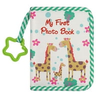Baby Soft Cloth Album,Baby‘s My First Photo Book for Family Memery with Safe Mirror Green Giraffe (Green)