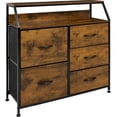 thumbnail image 1 of Comoda Mueble 5 Cajoneras Metal Organizador Madera Marron, 1 of 5
