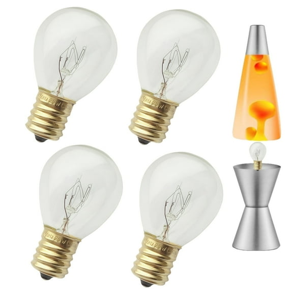 4 Pack Lava Lamp Bulb S11 25W E17 Base Lava Lamp Light Bulb,Replacement Bulbs for 14.5 Inch Lava Lamps and Glitter Lamps,120 Volt,Dimmable,2700K Warm White