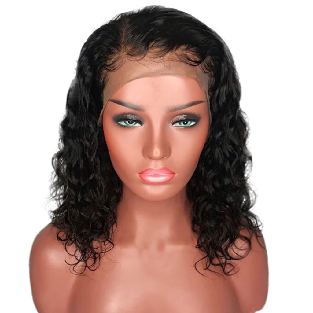 SUCS Wigs Natural Wavy Short Hair Curly Wave Front Lace Wigs Human Brazilian Lace Wig