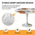 thumbnail image 6 of Boho Leaves Elastic Fitted Round Table Cover Abstract Bohemian Waterproof Outdoor Tablecloth for Holiday Party, Picnic, Patio & Dining Fits Tables Up to 45"-54", 6 of 8