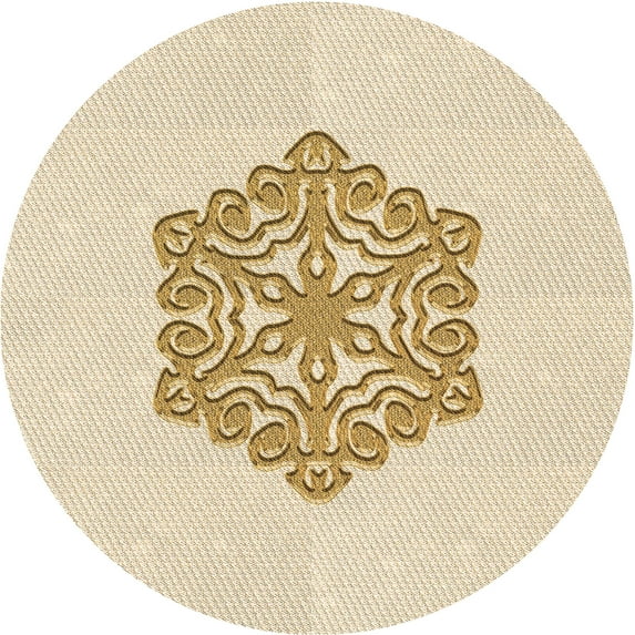 Ahgly Company Machine Washable Indoor Round Transitional Peach Beige Area Rugs, 4' Round