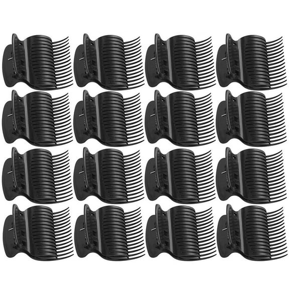 Duslogis 12 Pieces Hot Roller Clips Plastic Hair Curler Claw Clips Replacement for Small, Medium, Large and Jumbo Hair Rollers (Black)