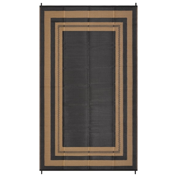 Outdoor Rug Waterproof Reversible – Plastic Straw Mat, Modern Border Design – Indoor Outdoor Carpet for Patio, Camping, Balcony, Deck, Backyard, Porch