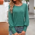 thumbnail image 6 of XuJwPNcy Women's Long Sleeve Shirts Casual Crew Neck Puff Sleeve Loose Flowy Blouse Shirts Tunic Fall Tops, 6 of 7