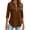 22#Brown, variant on Women's 3/4 Length Sleeve V Neck Flowy Tunic Blouses Work Tops Shirts with Zippers Navy 2XL