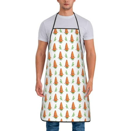 

Matuu Cute Carrot Print for Cooking Apron for Men and Women Adjustable Strap and Waist Ties for Baking Cooking Gardening