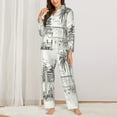 thumbnail image 3 of Kll Summer Vacation Scene Print Women'S Long Sleeve Pajamas With Pants Sleepwear Loungewear 2 Set-Medium, 3 of 9