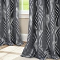 thumbnail image 5 of Alishomtll Dark Gray Blackout Curtains for Living Room ,Modern Metallic Silver Wave Pattern Bedroom Thermal Insulated Drapes ,2 Panel Set,52"x63", 5 of 11
