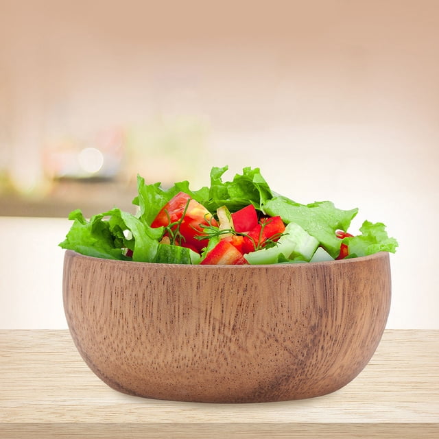 CRAFTHROU Bol à Salade 2 Pcs en Bois pour Usage Domestique en Forme Ronde pour Cuisines