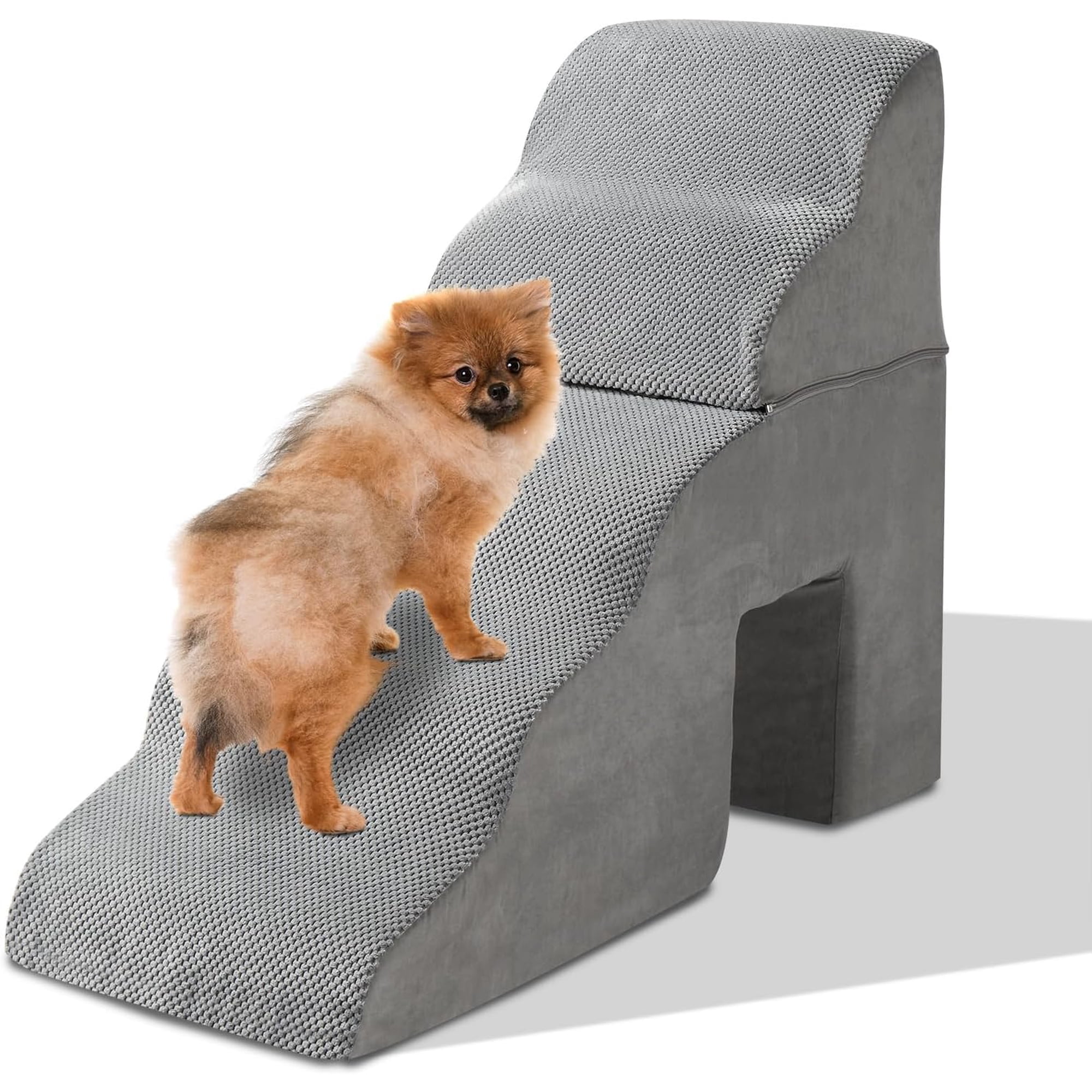 WJSP Dog Stairs, 5-Step Dog Steps for High Bed, Pet Steps for Small Dogs and Cats, Non-Slip Balanced Pet Ramp Indoor, Grey