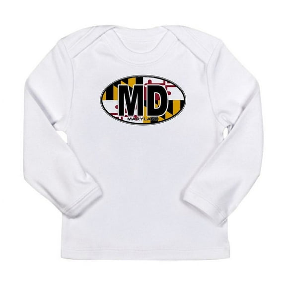 CafePress - Maryland MD Oval (W/Flag) Long Sleeve T Shirt - Long Sleeve Infant T-Shirt