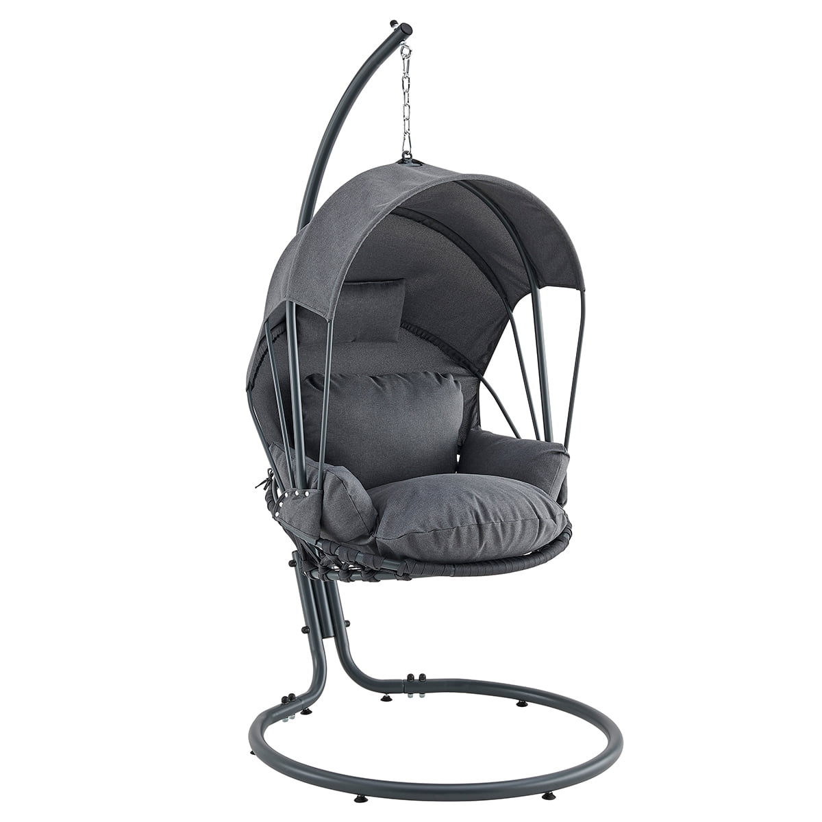 Outdoor Hammock Chair with Stand Hanging Cushioned Swing Canopy Shade, Grey