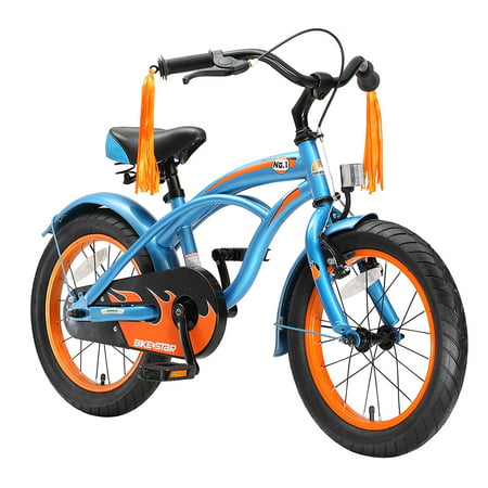 BIKESTAR? Original Premium Safety Sport Kids Bike Bicycle with sidestand and accessories for age 4 year old children | 16 Inch Cruiser Edition for girls/boys | Champion