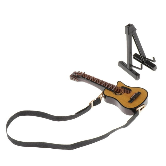 1/12 Casa de Guitarra de en Miniatura con Soporte, Modelo de Instrumento
