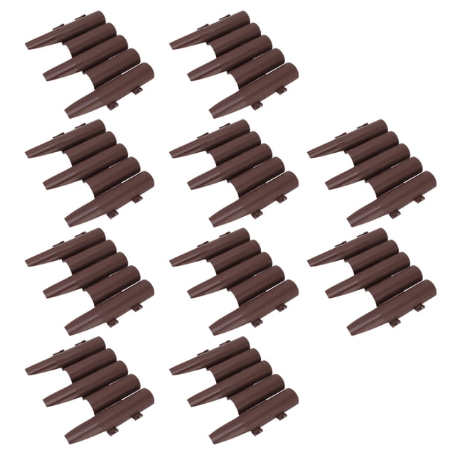 Staggered Short Fence, PP Brown Weatherproof Outdoor Landscape Edging Easy To Install For Garden