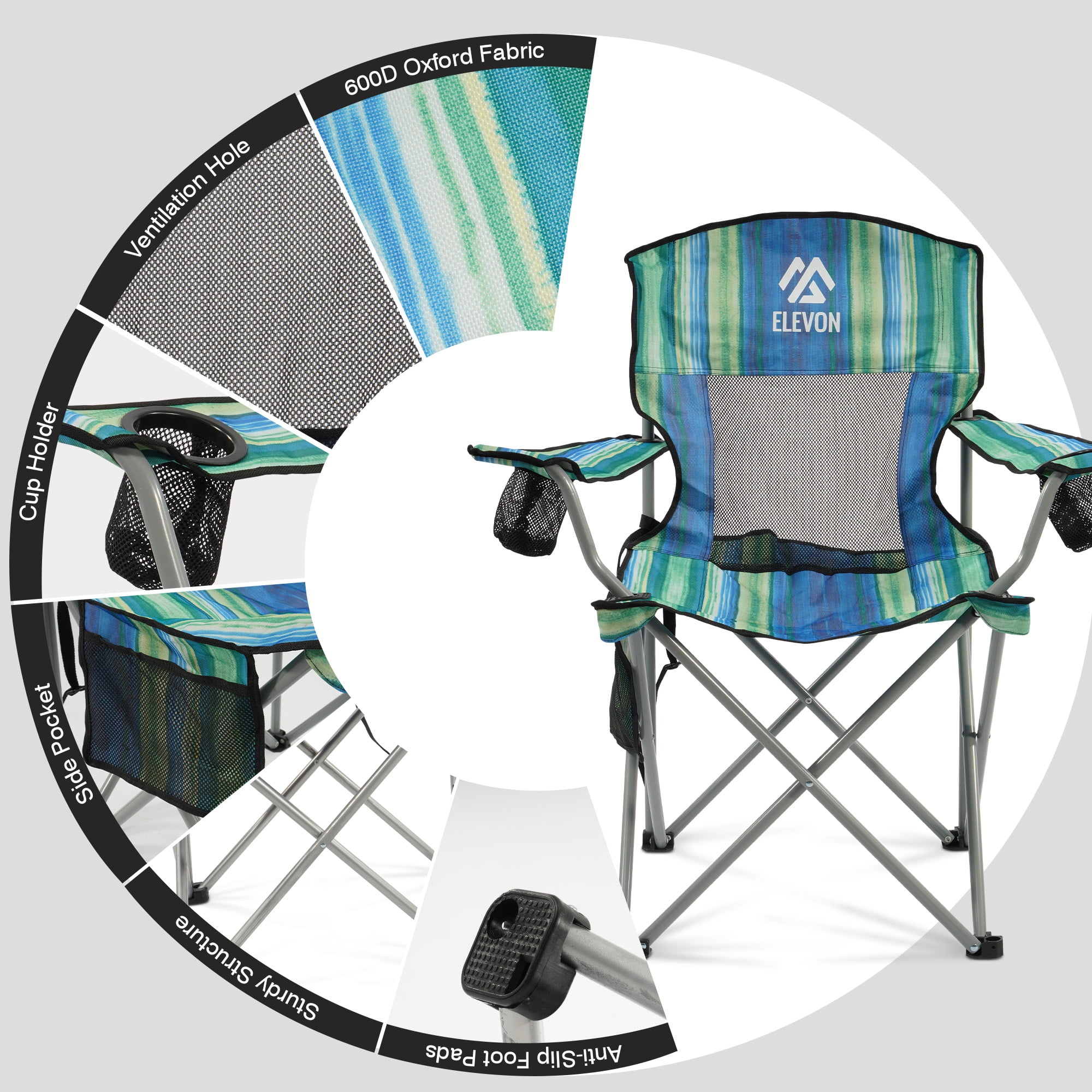 BalanceFrom Folding Camp Chair，Portable Outdoor Chair，with Cup Holder & Carrying Bag，for Camping, Beach, Fishing, and Sports Events