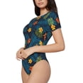 thumbnail image 2 of Daiia Hawaiian Style print Women's Crew Neck Short Sleeve Bodysuit Fashion Tops Fit Casual Basic Extender Bodysuit-XX-Large, 2 of 9
