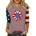 thumbnail image 2 of Camisetas de Manga Corta para las Mujeres Día de la Independencia Patriótica Impresa 3/4 Manga Cuello Redondo, Camiseta Casual para Diarios Y Festivales, 2 of 5