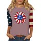 thumbnail image 2 of Camisetas de Manga Corta para las Mujeres Día de la Independencia Patriótica Impresa 3/4 Manga Cuello Redondo, Camiseta Casual para Diarios Y Festivales, 2 of 5