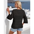 thumbnail image 4 of Drvitor Beach Cover Up for Women Summer Hollow V-Neck Crochet Tops Casual Loose 3/4 Sleeve Swimsuit Cover Up, 4 of 7