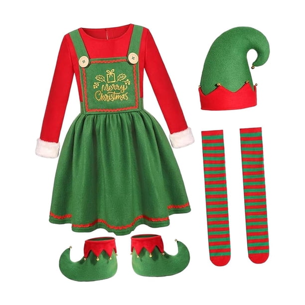 Disfraz de navideño con sombrero, trajes de para niños para festivales, Halloween, carnaval , Para niñas 150