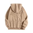 thumbnail image 7 of Wangmeiwg Women's Sweatshirts Women's Letter Print Hooded Sweatshirt Long Sleeve Pullover With Front Pockets Casual Comfortable Outerwear Khaki S, 7 of 7