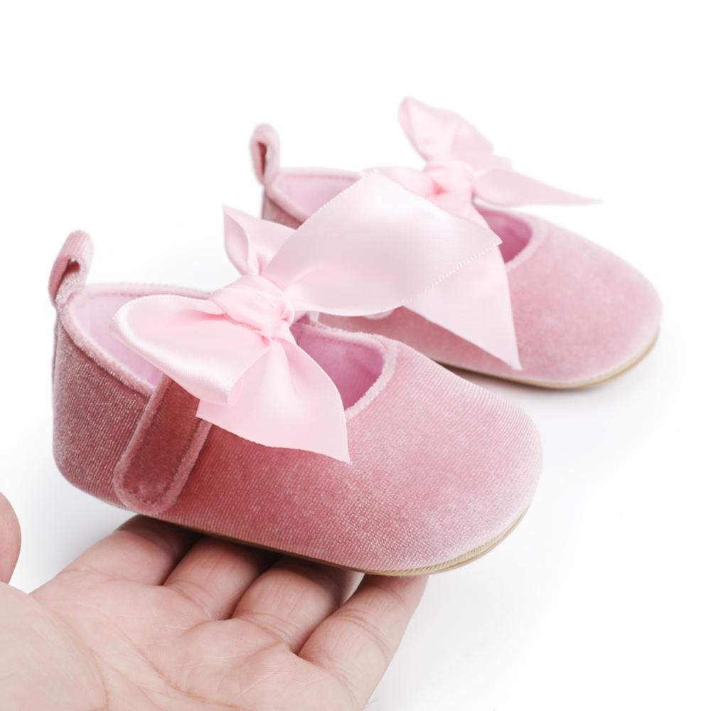 Baby Girls Mary Jane Flats Shoes Toddler Soft-sole Cotton Lovely Butterfly-knot Anti-Slip Rubber Sole Infant Toddler Princess Wedding Dress Shoes 0-18Months - image 3 of 7