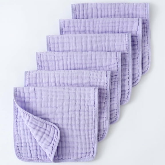 ERDOUY 6-Pack 25x50cm Soft Cotton Baby Burp Cloths, Anti-Spit-Up Drool Cloths & Shoulder Pad Hiccup Towels in Purple colors