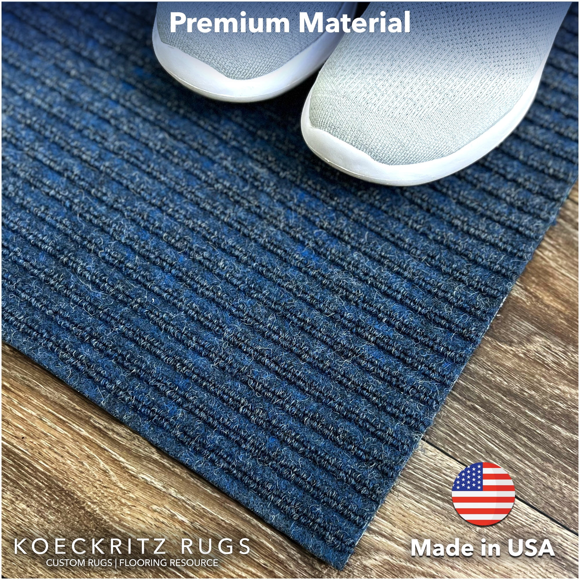 Koeckritz Rugs Heavy Duty Non-Slip Blue Area Rug, 2' x 3', Durable, Easy to Clean