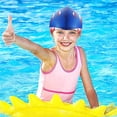 thumbnail image 4 of Swim Cap Kids-1 Pack Silicone Fun Swim Caps for Girls and Boys, Kids Swimming Hats with Cartoon Sharks-royal blue, 4 of 4