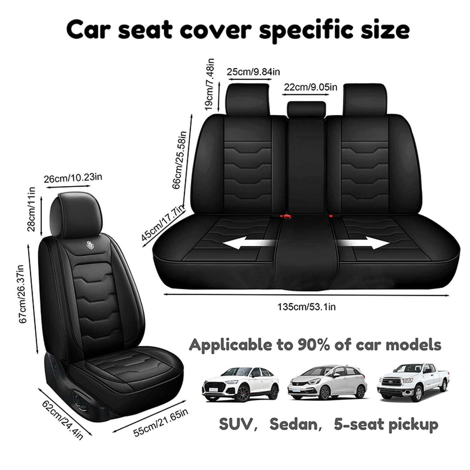 All-season five-seat car seat covers, suitable for most cars, waterproof and comfortable.