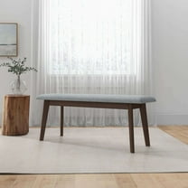 Noble House Carlos Mid-Century Modern Bench, Fabric Upholstery with Solid Wood Frame and Semi-Firm Cushion, Grey
