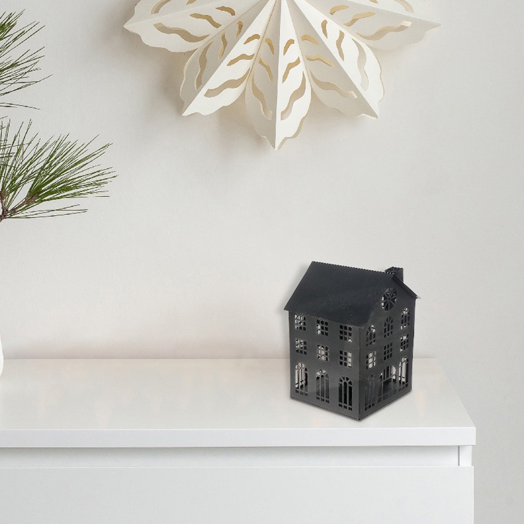 Black Metal House Tealight Holder (Large)