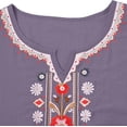 thumbnail image 3 of 3/4 Sleeve Embroidered Tops for Women Summer Spring Dressy Casual Plus Size Cotton Linen Shirts Bohemian V Neck Tunic Peasant Fashion Blouses Clothes, 3 of 5