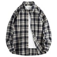 thumbnail image 2 of Camisas de los Hombres de Manga Larga Casual Vintage Comprobar Cuadrado Botón Abajo Collar de Solapa, Manga Larga Blusa Moda Superior, 2 of 9