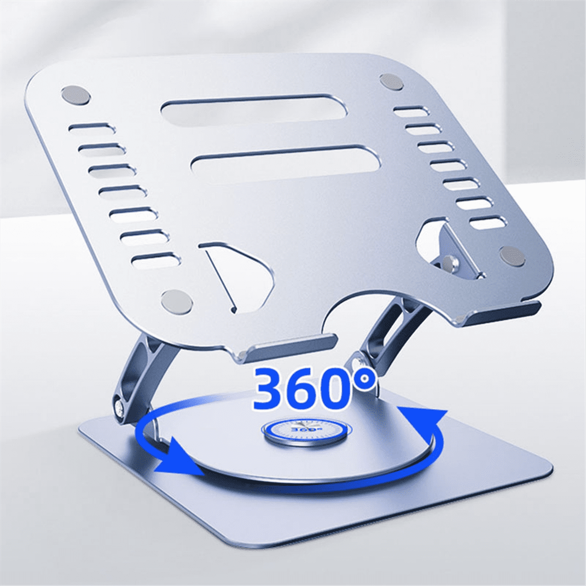 Aluminum Alloy Laptop Stand 360° Rotatable Notebook Holder Liftable Stand for PC Laptop Bracket Tablet Computer-Silver