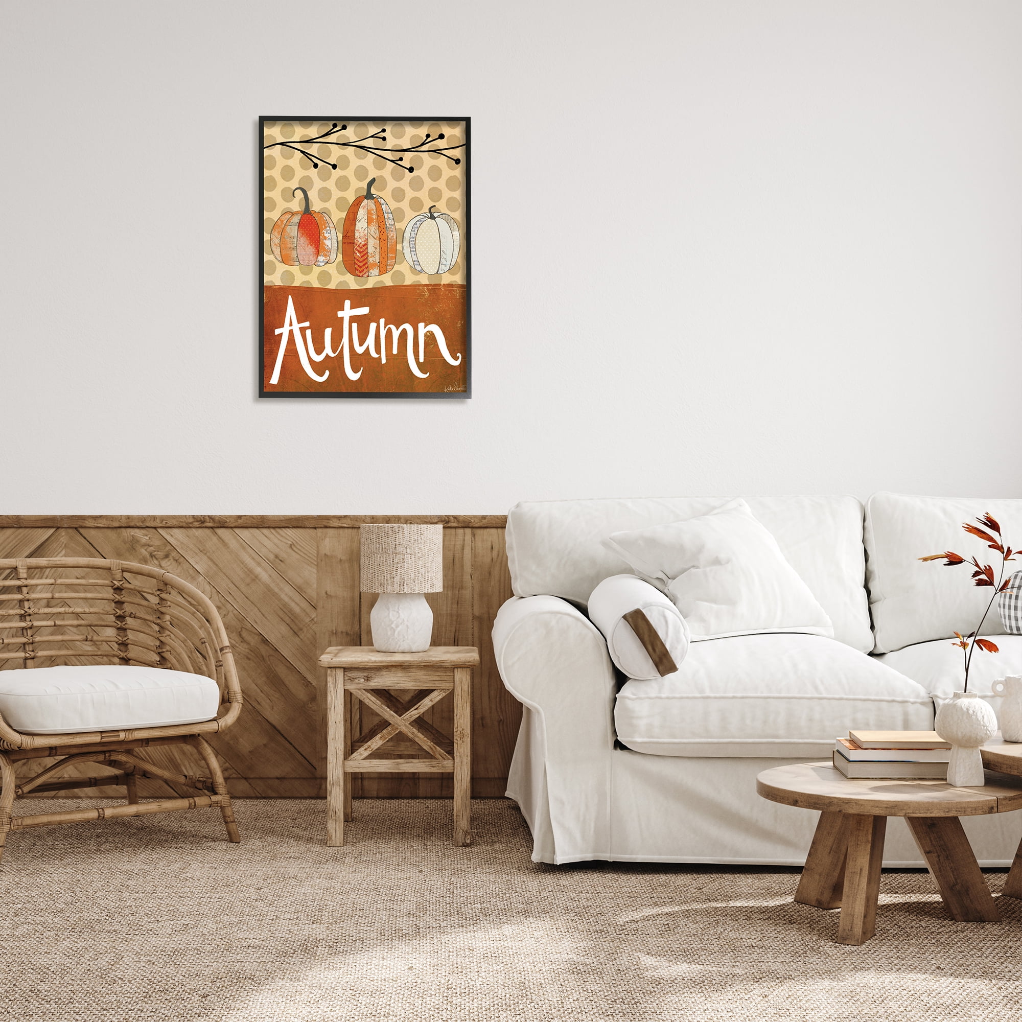 Stupell Indtries Traditional Autumn Pumpkin Illtration Abstract Pattern Gourds,24 x 30,Design by Katie Doucette