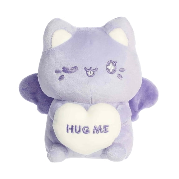 Aurora - Small Purple Enchanting Stuffed Animal - 7" HUG ME Candy Heart Meowchi - Tasty Peach