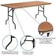 thumbnail image 5 of Flash Furniture Fielder 6' Rectangular All-Occasion Wood Folding Event Table, Natural/Black, 5 of 13