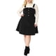 thumbnail image 1 of Vestido corto de tirantes de pana de talla grande para mujer Agnes Orinda con bolsillo 4X negro, 1 of 6