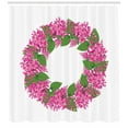thumbnail image 3 of Lilac Shower Curtain, Circular Wreath of Twigs of Pink Blossoms Budding Bunch Romantic Bouquet Wedding, Fabric Bathroom Set with Hooks, 69W X 84L Inches Extra Long, Pink and Green, by Ambesonne, 3 of 3