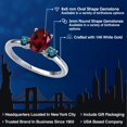 thumbnail image 2 of Gem Stone King 14K White Gold Red Rhodolite Garnet and Blue Diamond Engagement Ring for Women | 1.55 Cttw | Oval 8X6MM | Gemstone January Birthstone | Size 6, 2 of 6